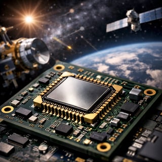 radiation tolerant electronic chip for aerospace market without text on the image